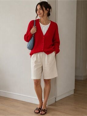 Vintage Women’s Classic Red Knit Cardigan